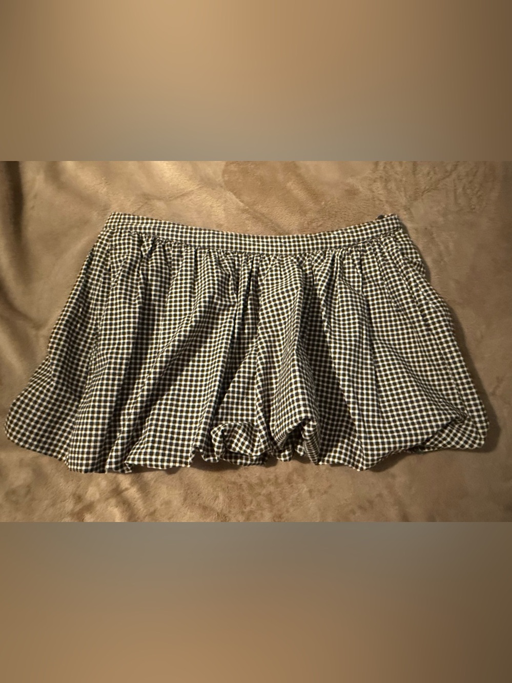 Hollister Brown & White Gingham Skater Mini Skirt Size Small